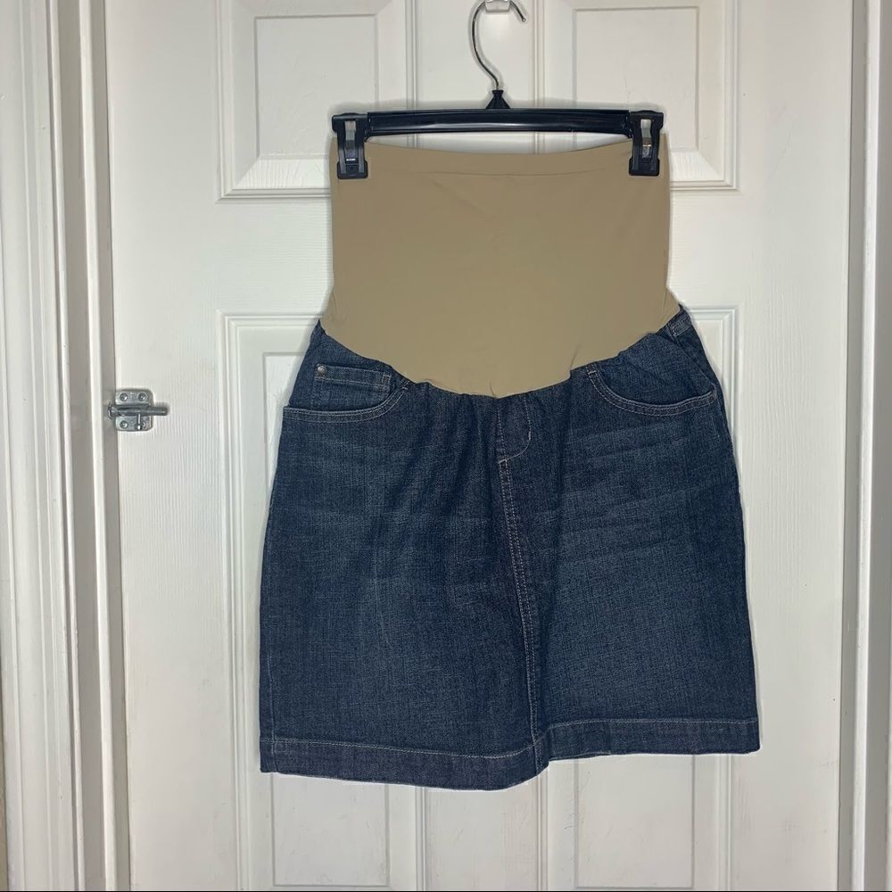 Indigo Blue Full Belly Panel Maternity Jean Skirt Size Medium